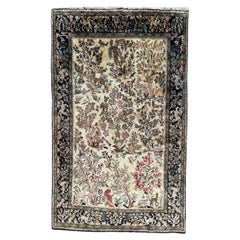 Wonderful Vintage Garden Design Silk Qom Rug