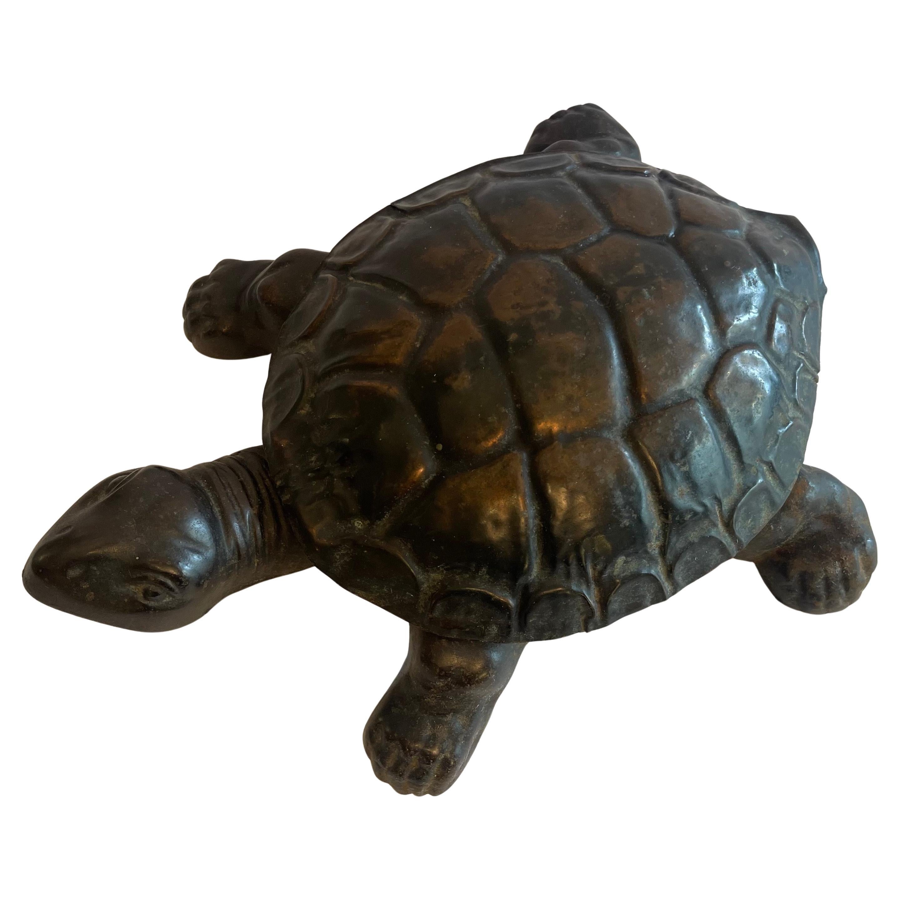 Wonderful Vintage Golden & Jacobson Pedal Turtle Spittoon Copper Cast Iron