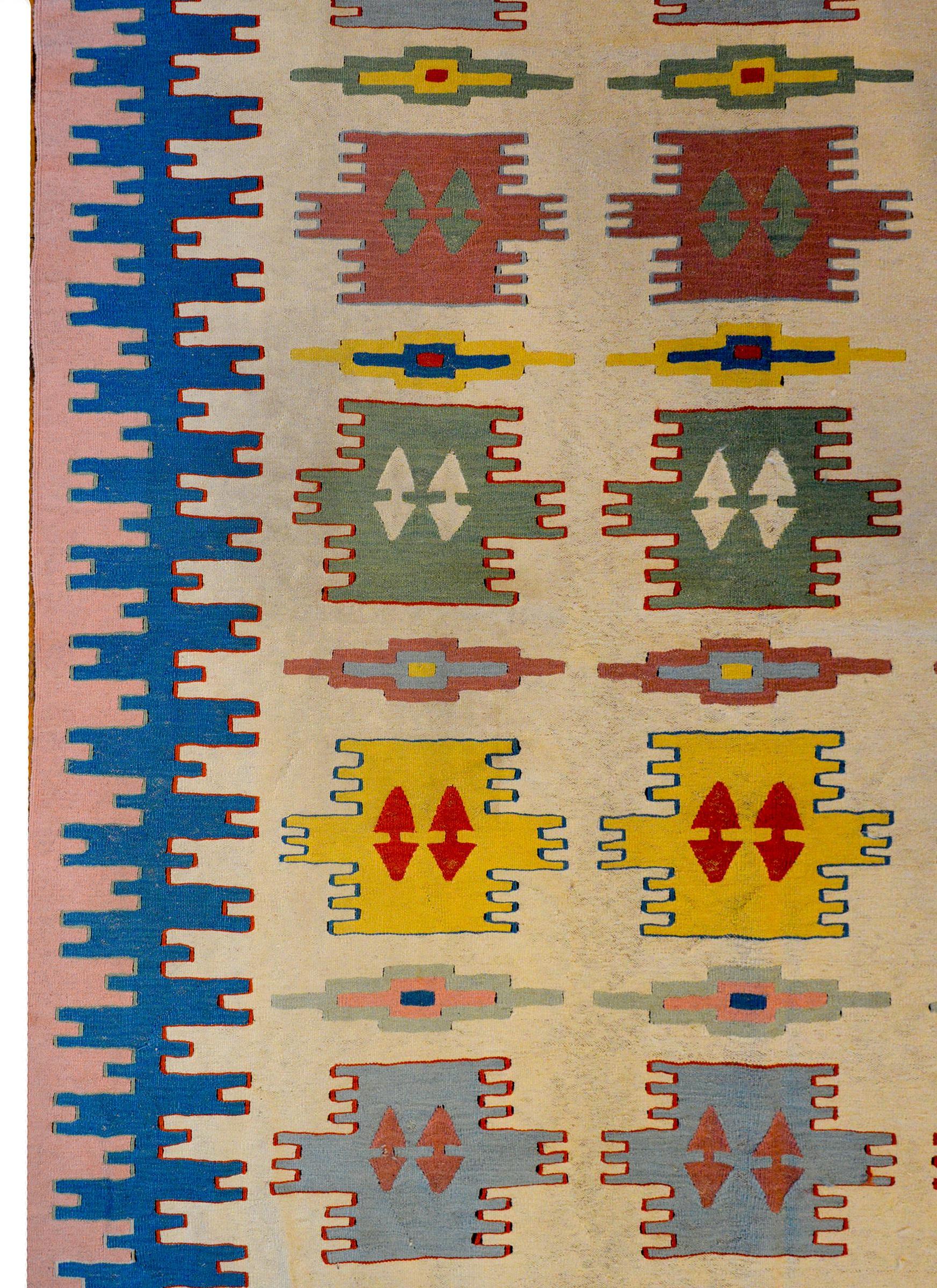 Vegetable Dyed Wonderful Vintage Indian Dhurrie Rug