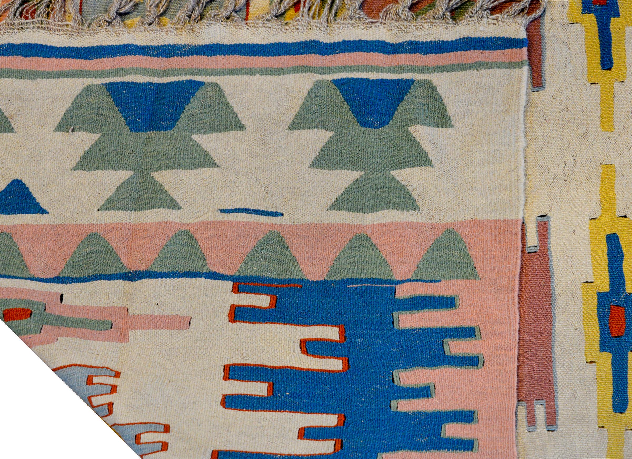 Late 20th Century Wonderful Vintage Indian Dhurrie Rug