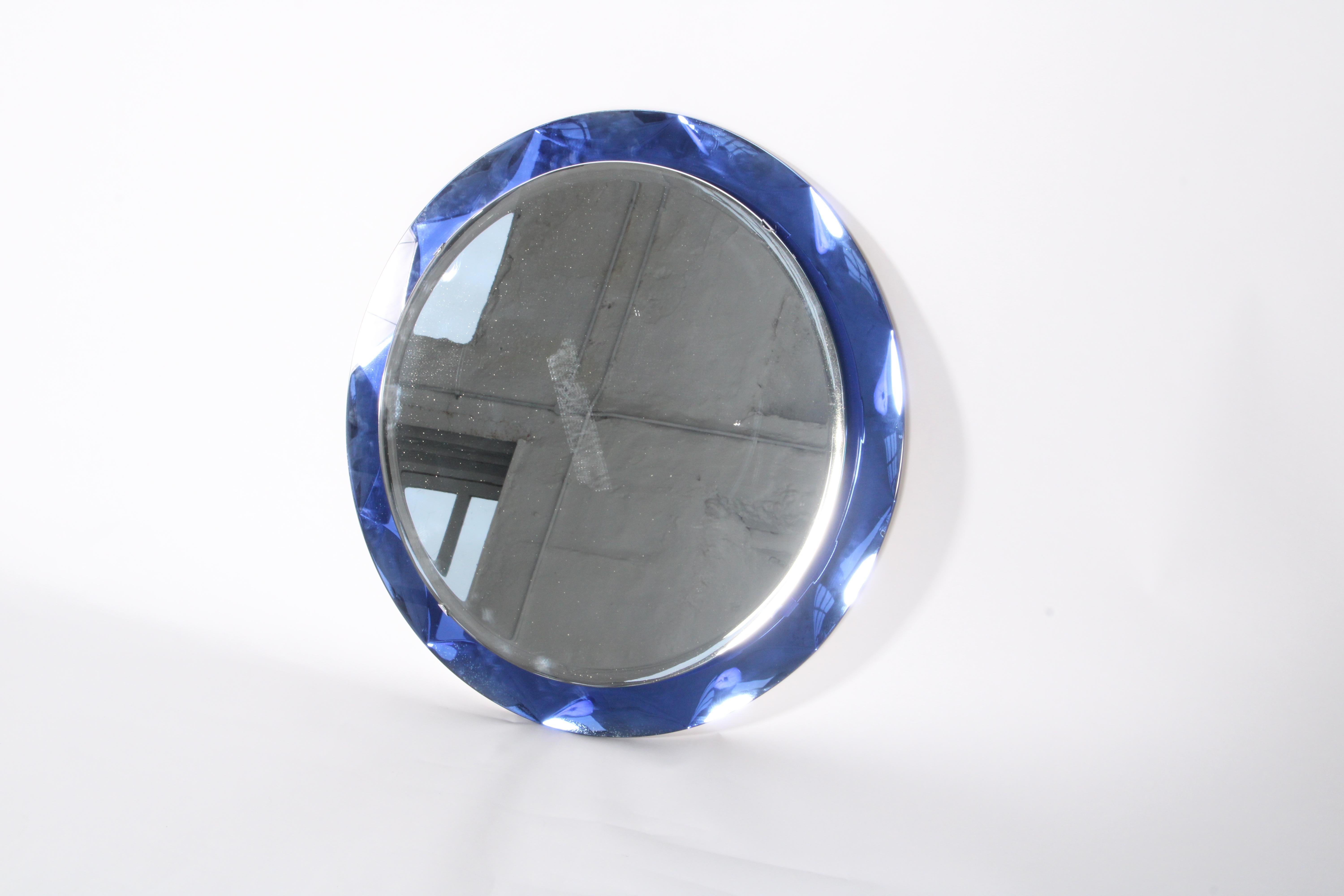 Wonderful Vintage Italian Cobalt Blue Cut Glass Mirror *Free Worldwide Delivery 4