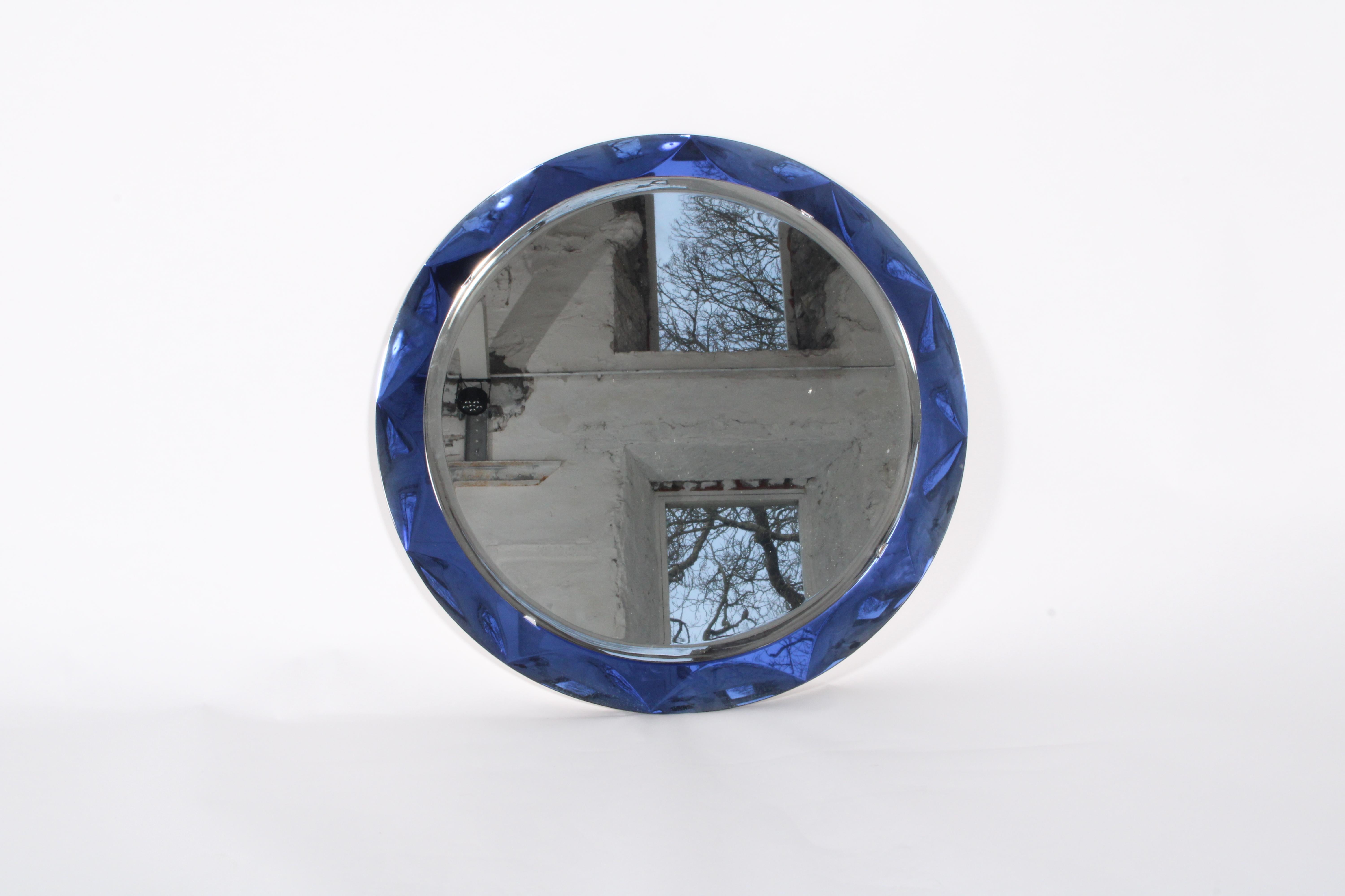 Wonderful Vintage Italian Cobalt Blue Cut Glass Mirror *Free Worldwide Delivery 5