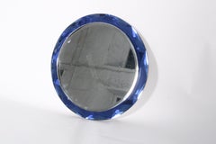 Wonderful Vintage Italian Cobalt Blue Cut Glass Mirror *Free Worldwide Delivery