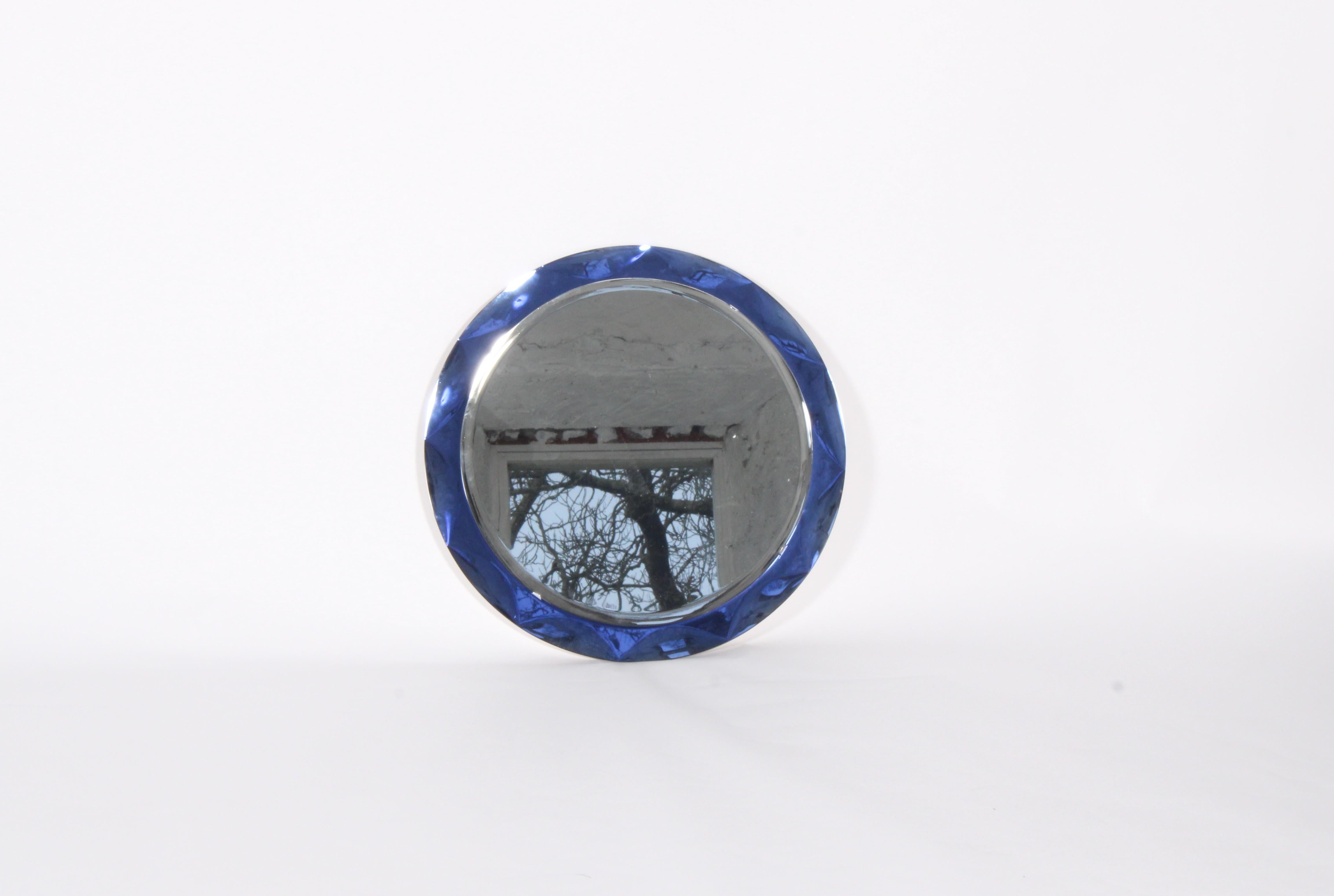Wonderful Vintage Italian Cobalt Blue Cut Glass Mirror *Free Worldwide Delivery 3
