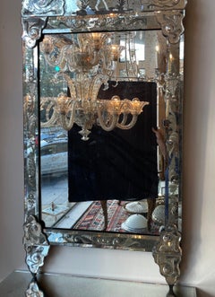 Wonderful Vintage Italian Etched Murano Classical Venetian Mirror