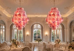 Wonderful Vintage Italian Murano chandeliers - 87 pink alabaster disks