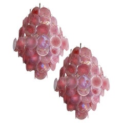 Wonderful Retro Italian Murano chandeliers - 87 pink alabaster disks