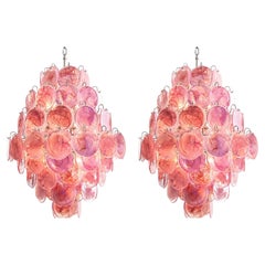 Wonderful Vintage Italian Murano chandeliers - 87 pink alabaster disks