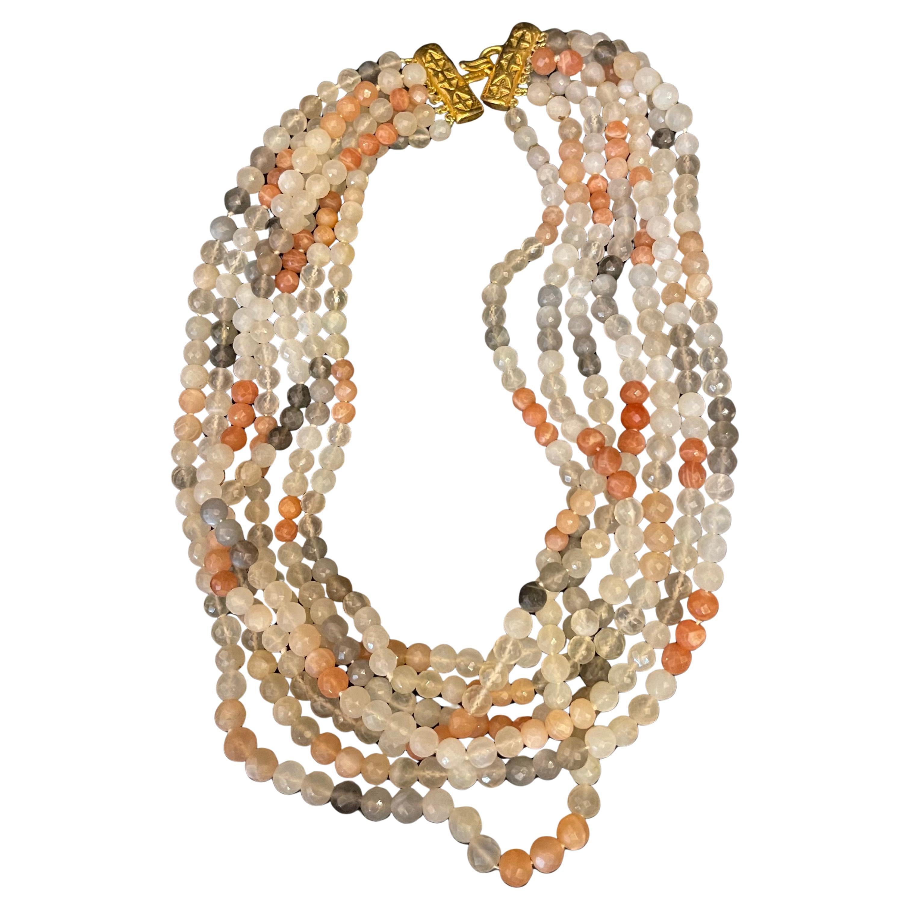 Maravilloso collar de cuentas semipreciosas de varias vueltas Vintage Jaded Jewels London en venta