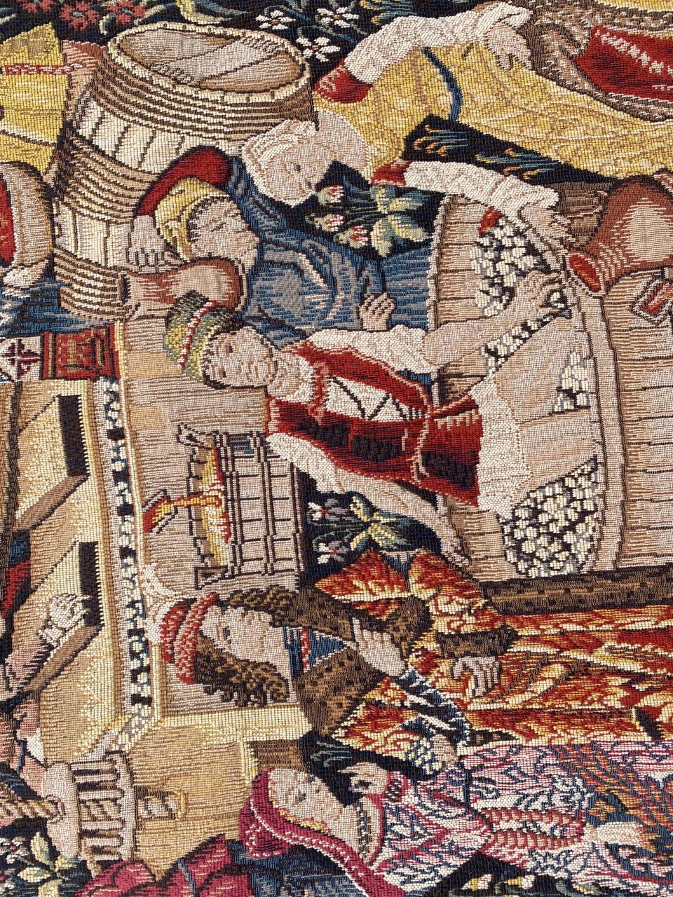 Wonderful Vintage Jaquar Tapestry Aubusson Style Medieval Design 3