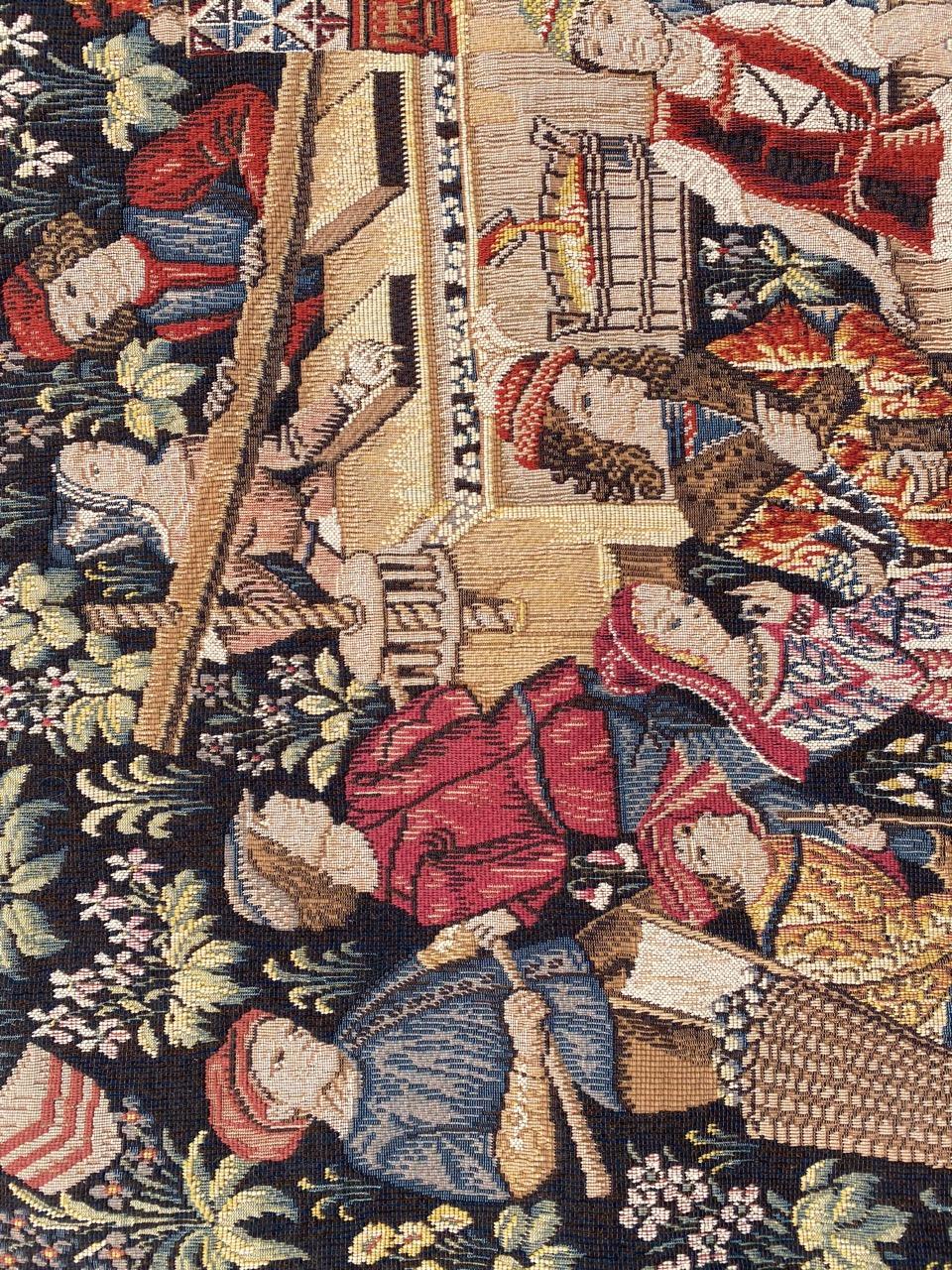 Wonderful Vintage Jaquar Tapestry Aubusson Style Medieval Design 4