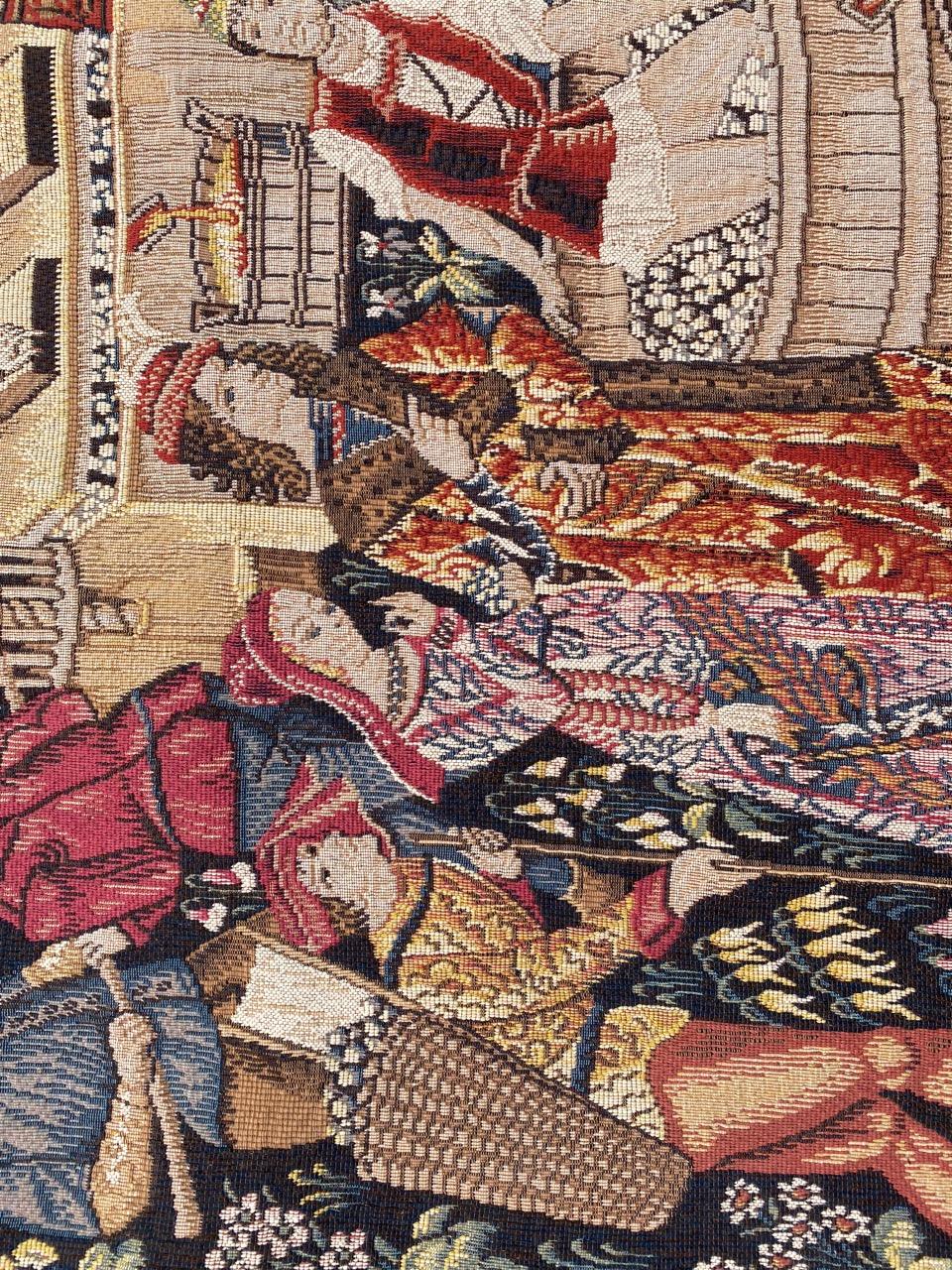 Wonderful Vintage Jaquar Tapestry Aubusson Style Medieval Design 5