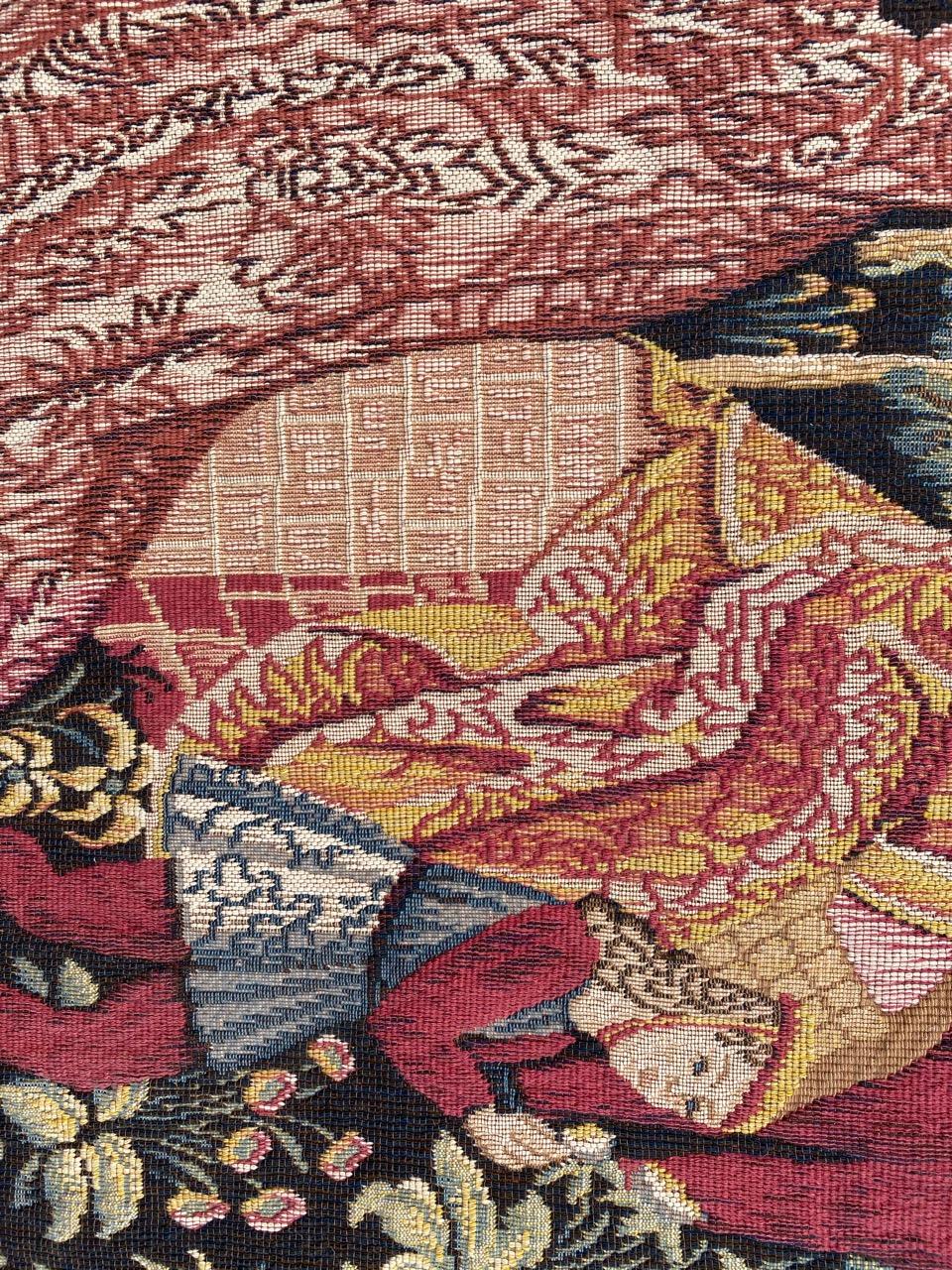 Machine-Made Wonderful Vintage Jaquar Tapestry Aubusson Style Medieval Design