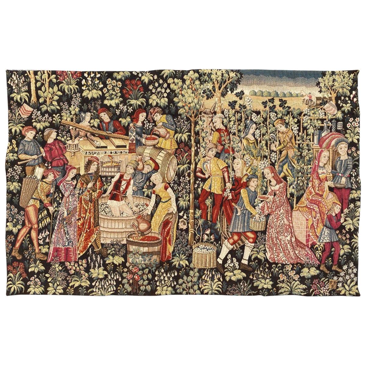 Wonderful Vintage Jaquar Tapestry Aubusson Style Medieval Design