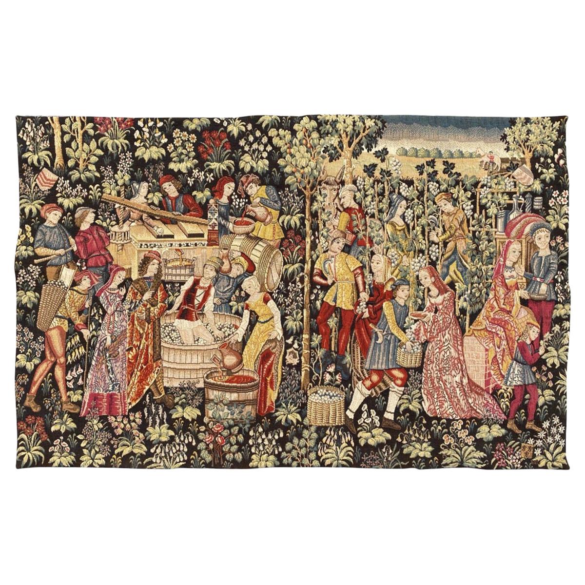 Wonderful Vintage Jaquar Tapestry Aubusson Style Medieval Design