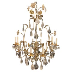 Wonderful Vintage Maison Bagues Rock Crystal Flower Bird Cage Form Chandelier