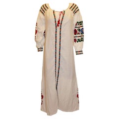 Wonderful Vintage Mid European Boho Embroidered Linen Dress