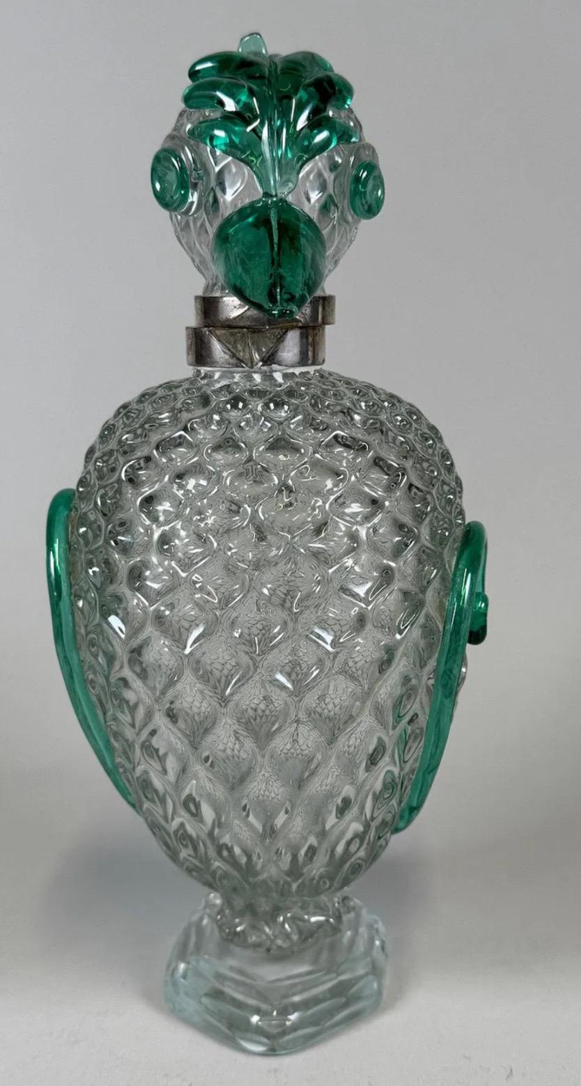 Etched Wonderful Vintage Murano Art Glass Figure Duck Decanter Manner Archimede Seguso For Sale