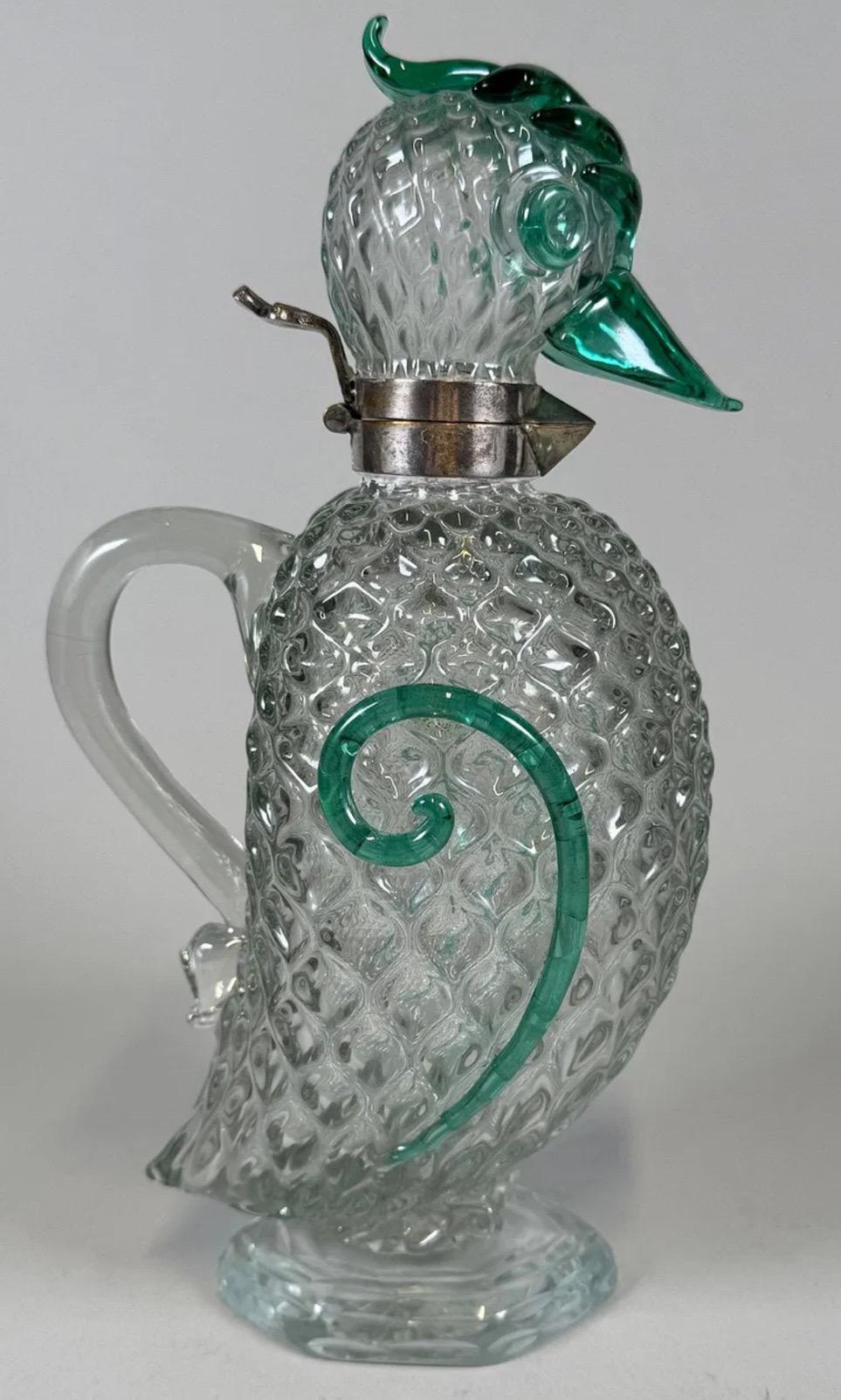 20th Century Wonderful Vintage Murano Art Glass Figure Duck Decanter Manner Archimede Seguso For Sale