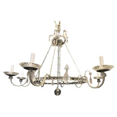 Wonderful Bagues Oval Beaded Rock Crystal Transitional Silver Large Chandelier