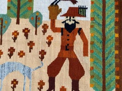 Wonderful Vintage Polish Flat Rug Tapestry