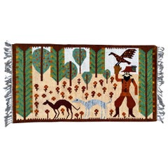 Wonderful Vintage Polish Flat Rug Tapestry