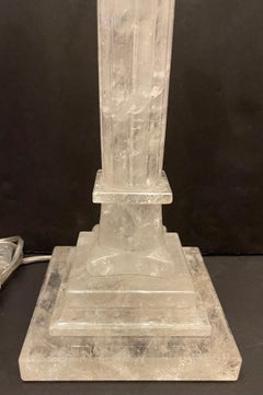 Wonderful Vintage Rock Crystal Corinthian Fluted Column Form Large Table Lamp