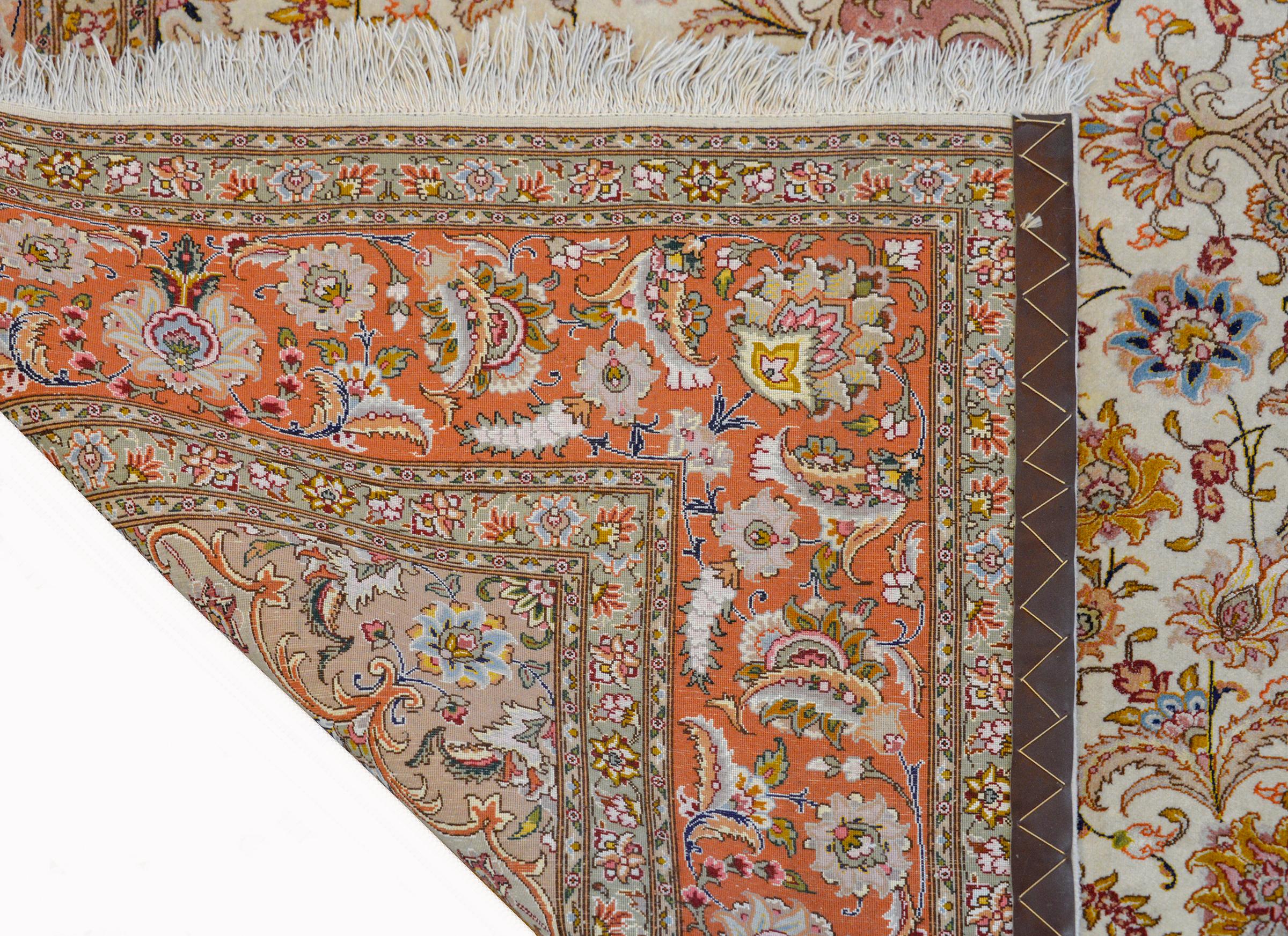 Wonderful Vintage Silk and Wool Tabriz Rug 6