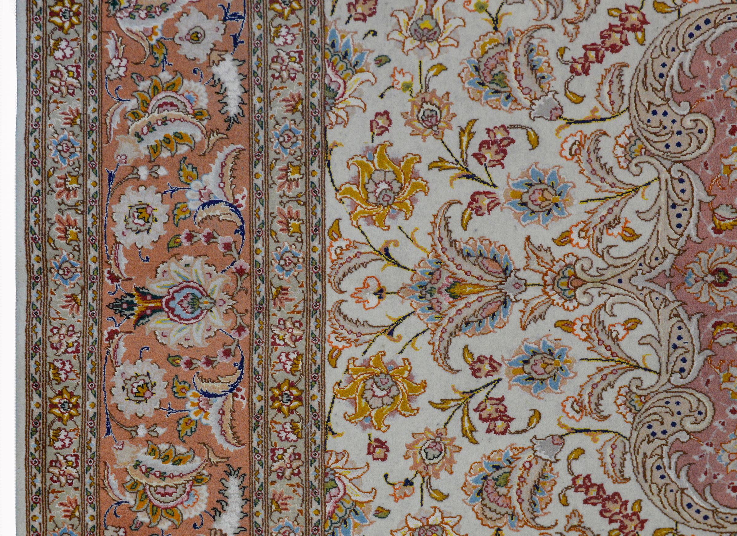 Wonderful Vintage Silk and Wool Tabriz Rug 3