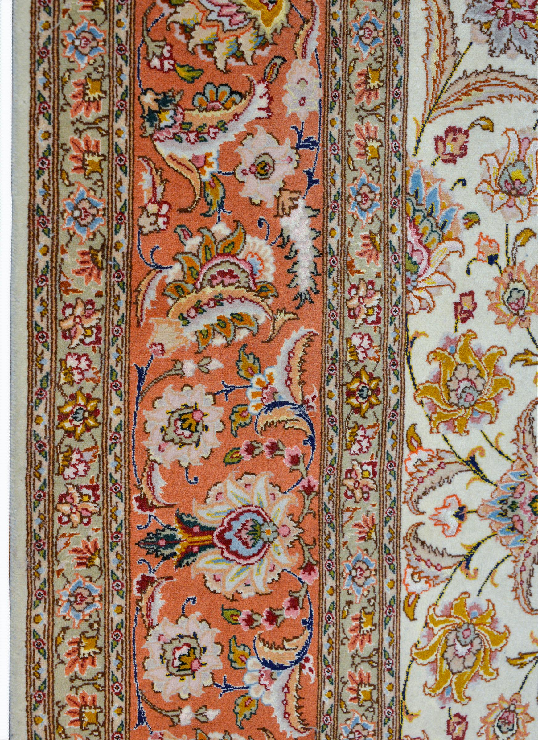 Wonderful Vintage Silk and Wool Tabriz Rug 4
