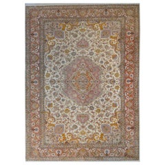 Wonderful Vintage Silk and Wool Tabriz Rug