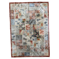 Bobyrug’s Wonderful vintage silk Chinese art nouveau design rug 