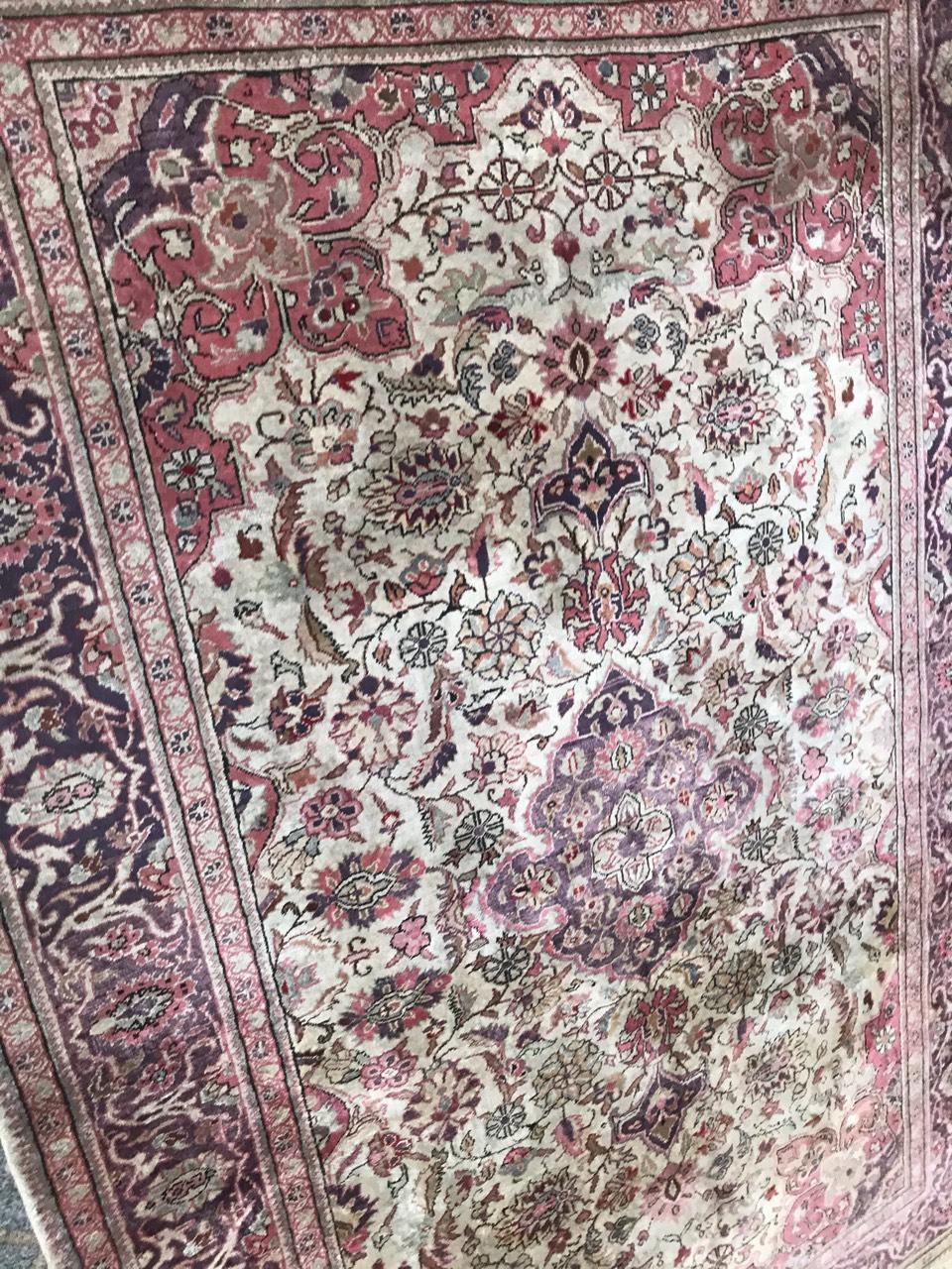 Wonderful Vintage Silk Turkish Kayseri Rug For Sale 1