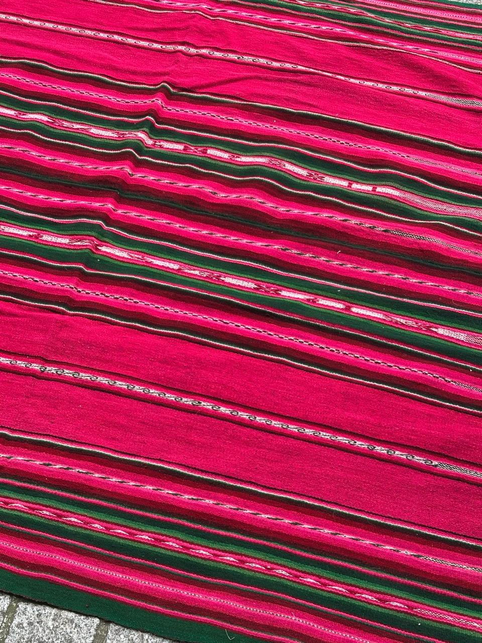 Beautiful midcentury Kilim tapestry, Vintage Andean Peruvian Manta Cloth South American Vintage Textiles. A Vintage Manta cloth from the High Andes region of Peru Woven in came-lid fibre (Llama wool )beautifully with nice geometrical design and very