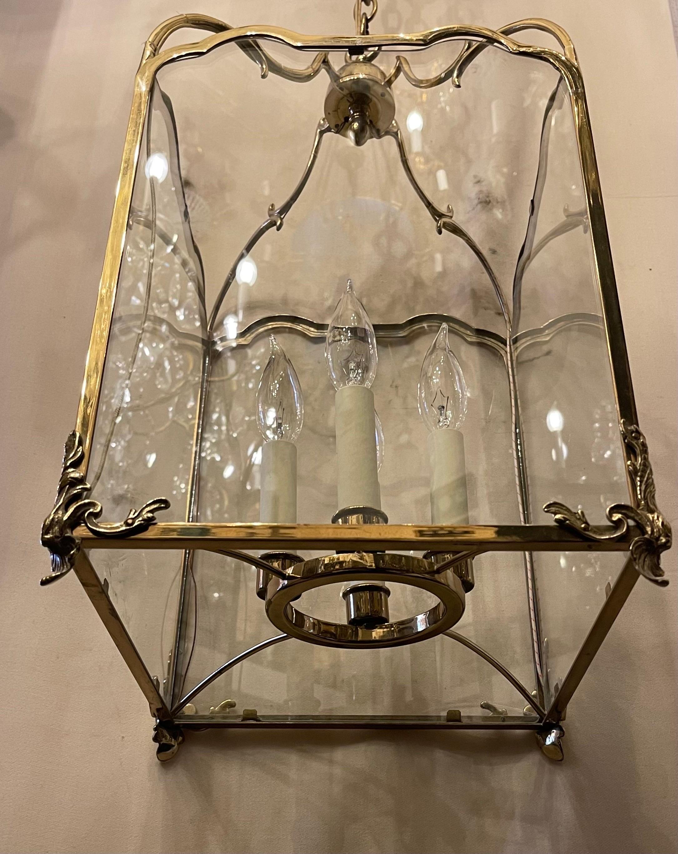 Regency Wonderful Vintage Vaughan Lighting Lantern Bronze Brass Square Light Fixture 