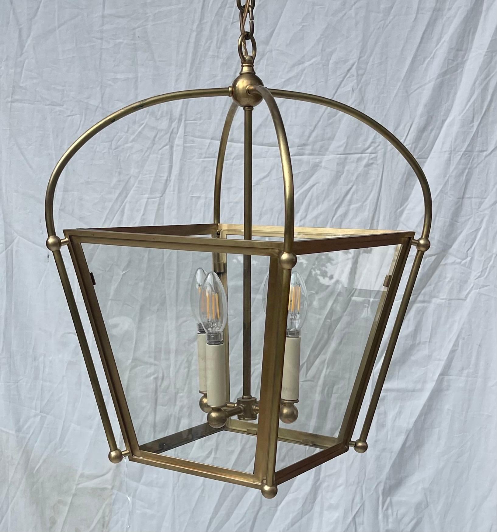 Wonderful Vintage Vaughan Lighting Lantern Bronze Brass Square Light Fixture In Good Condition In Roslyn, NY