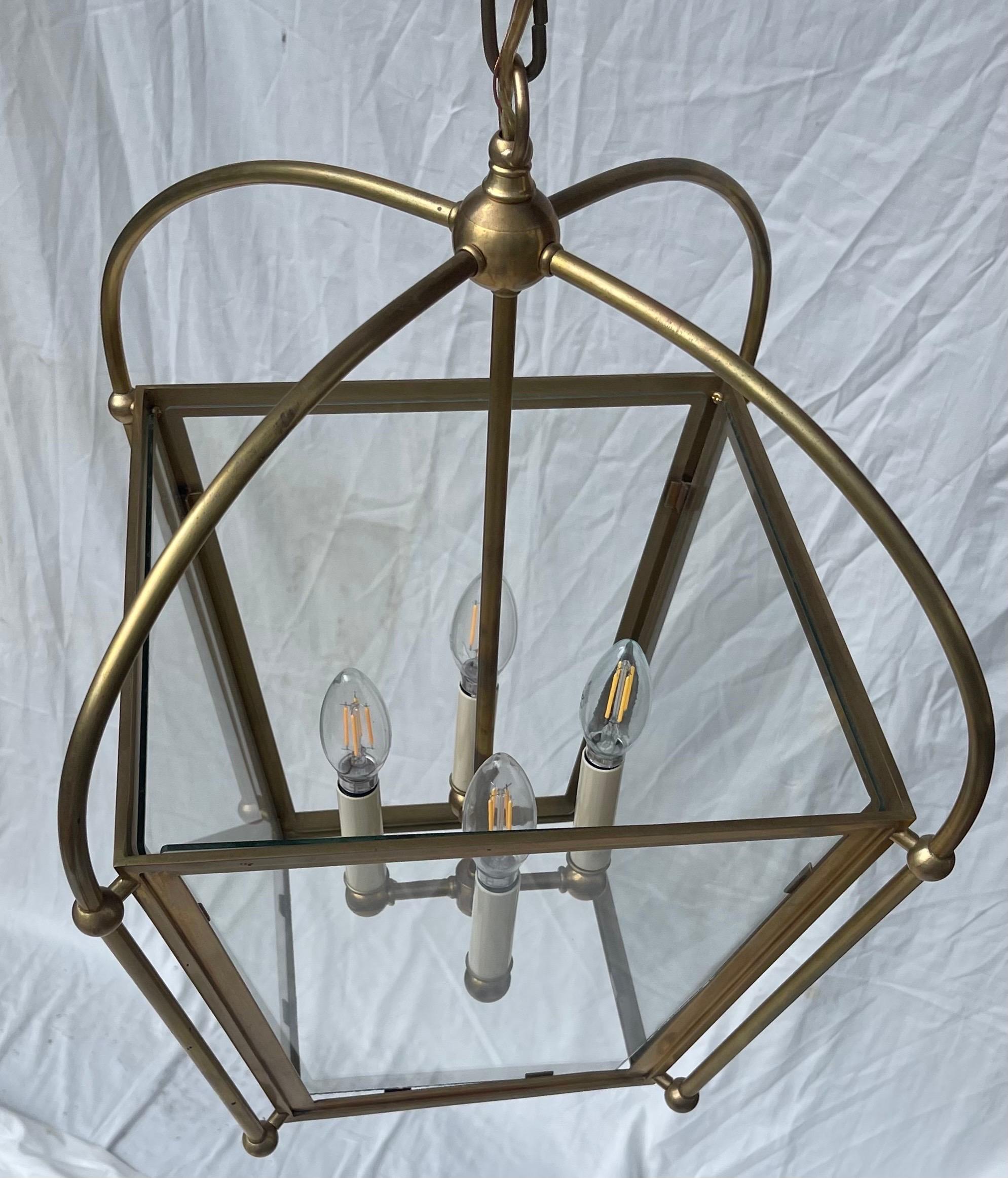 20th Century Wonderful Vintage Vaughan Lighting Lantern Bronze Brass Square Light Fixture