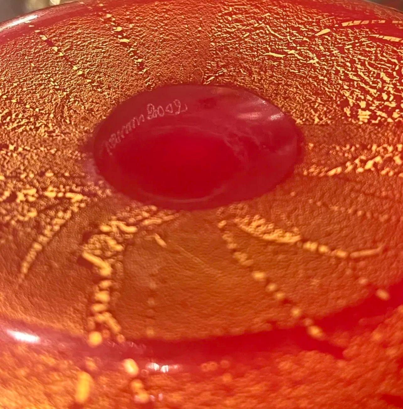 Moderno Meraviglioso vaso in vetro artistico Venini Fazzoletto Bicolore d'annata in vendita
