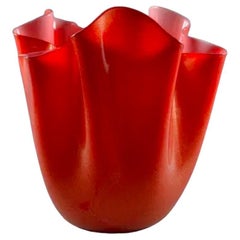 Wonderful Vintage Venini Fazzoletto Bicolore Handkerchief Art Glass Vase