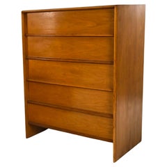Wonderful Walnut 5 Drawer tall Dresser by T.H. Robsjohn Gibbings for Widdicomb