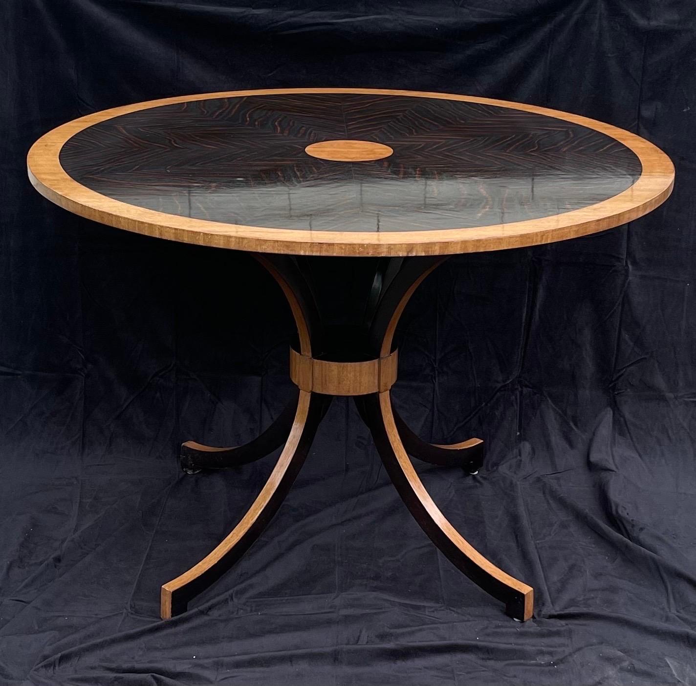 Modern Wonderful Walnut Banded Exotic Wood Star Sun Burst Entry Center Table For Sale