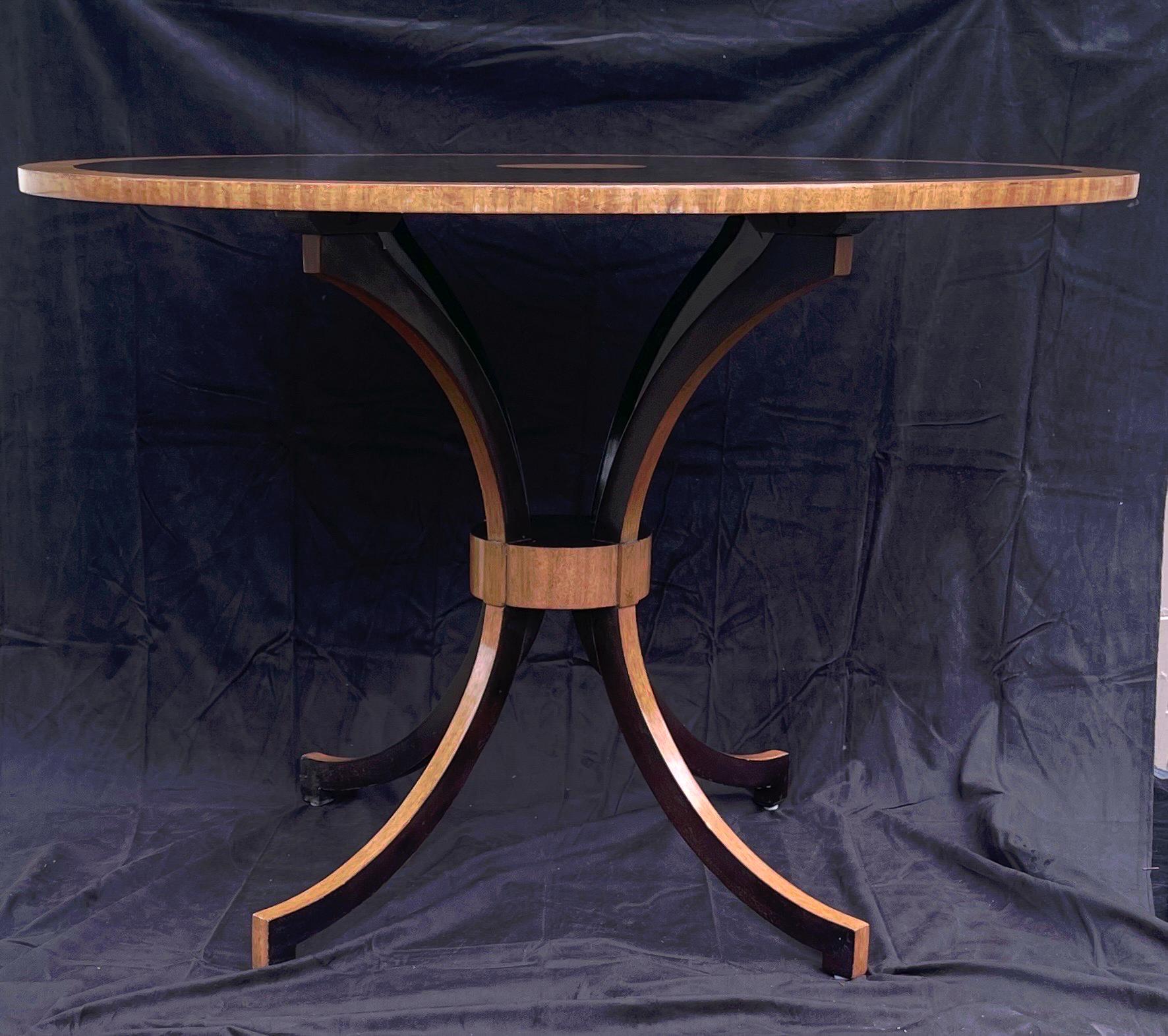 Wonderful Walnut Banded Exotic Wood Star Sun Burst Entry Center Table In Good Condition For Sale In Roslyn, NY