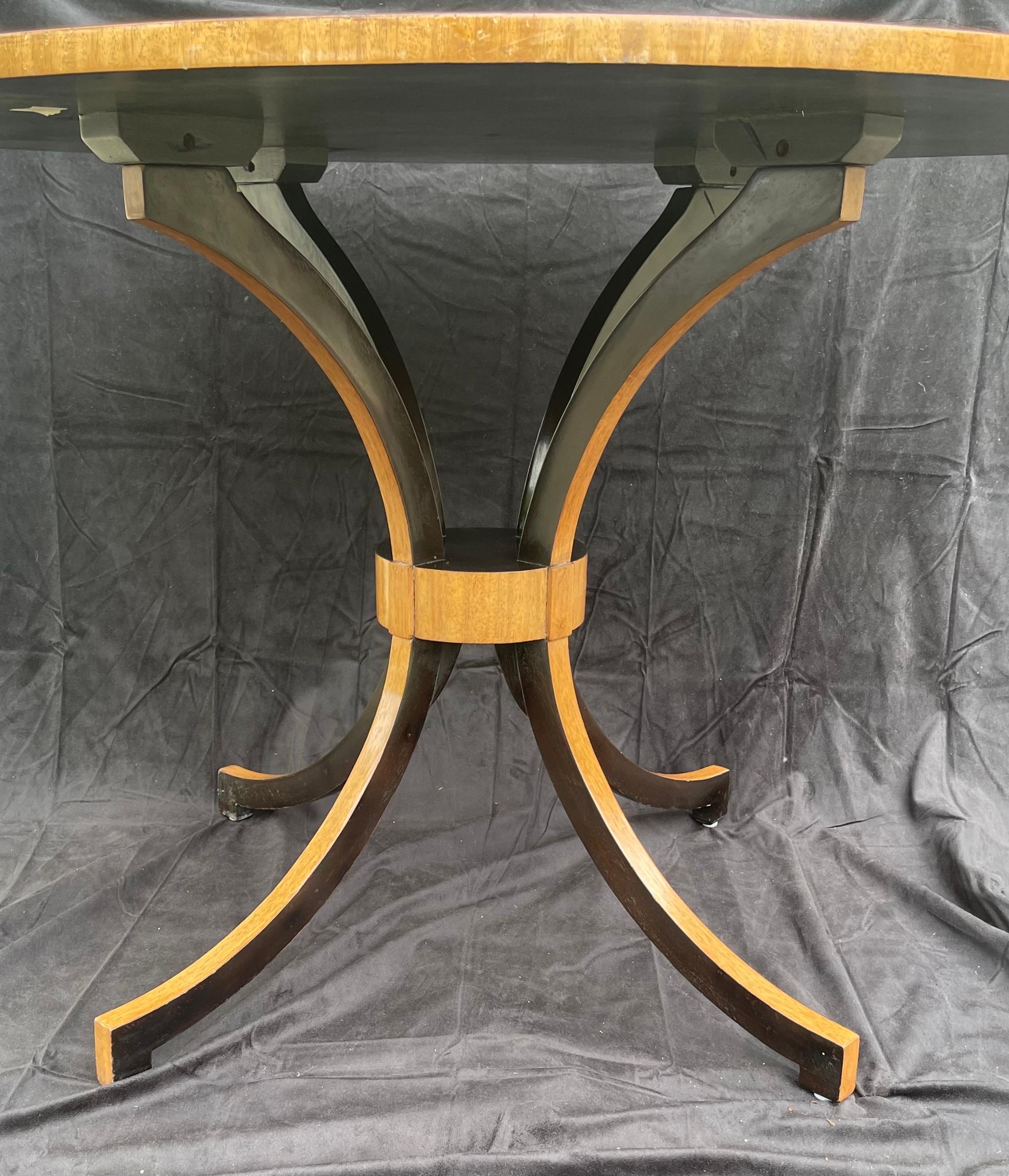 20th Century Wonderful Walnut Banded Exotic Wood Star Sun Burst Entry Center Table For Sale