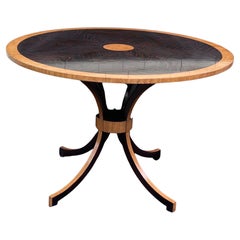 Wonderful Walnut Banded Exotic Wood Star Sun Burst Entry Center Table