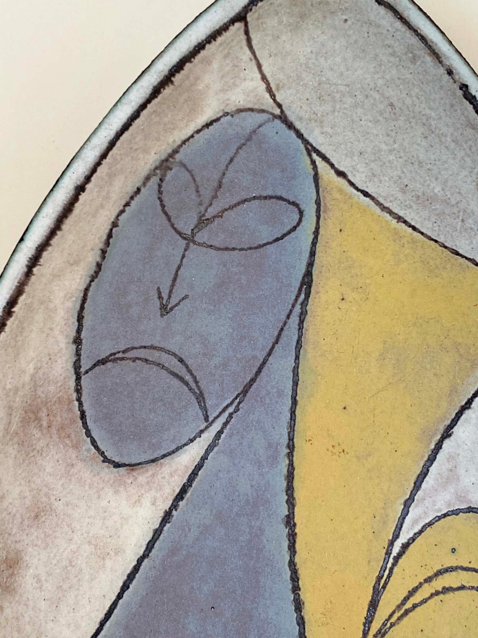 Meravigliosa ciotola in Studio Pottery astratta di Walter Addison (1914-1982) in vendita 3