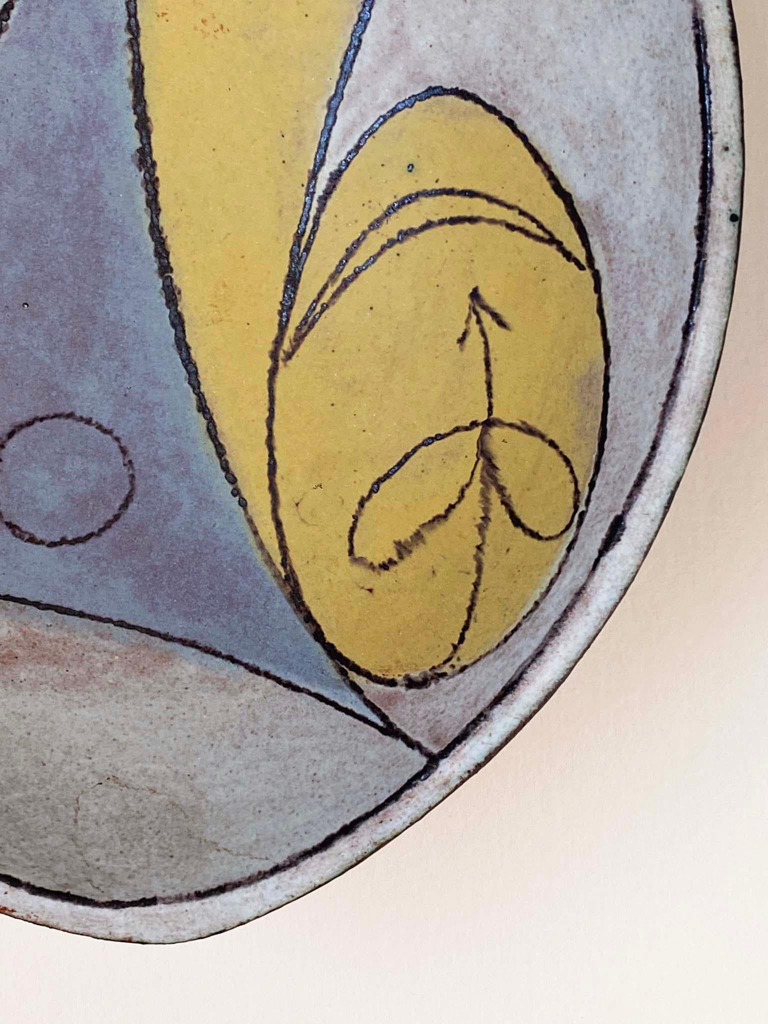 Americano Meravigliosa ciotola in Studio Pottery astratta di Walter Addison (1914-1982) in vendita