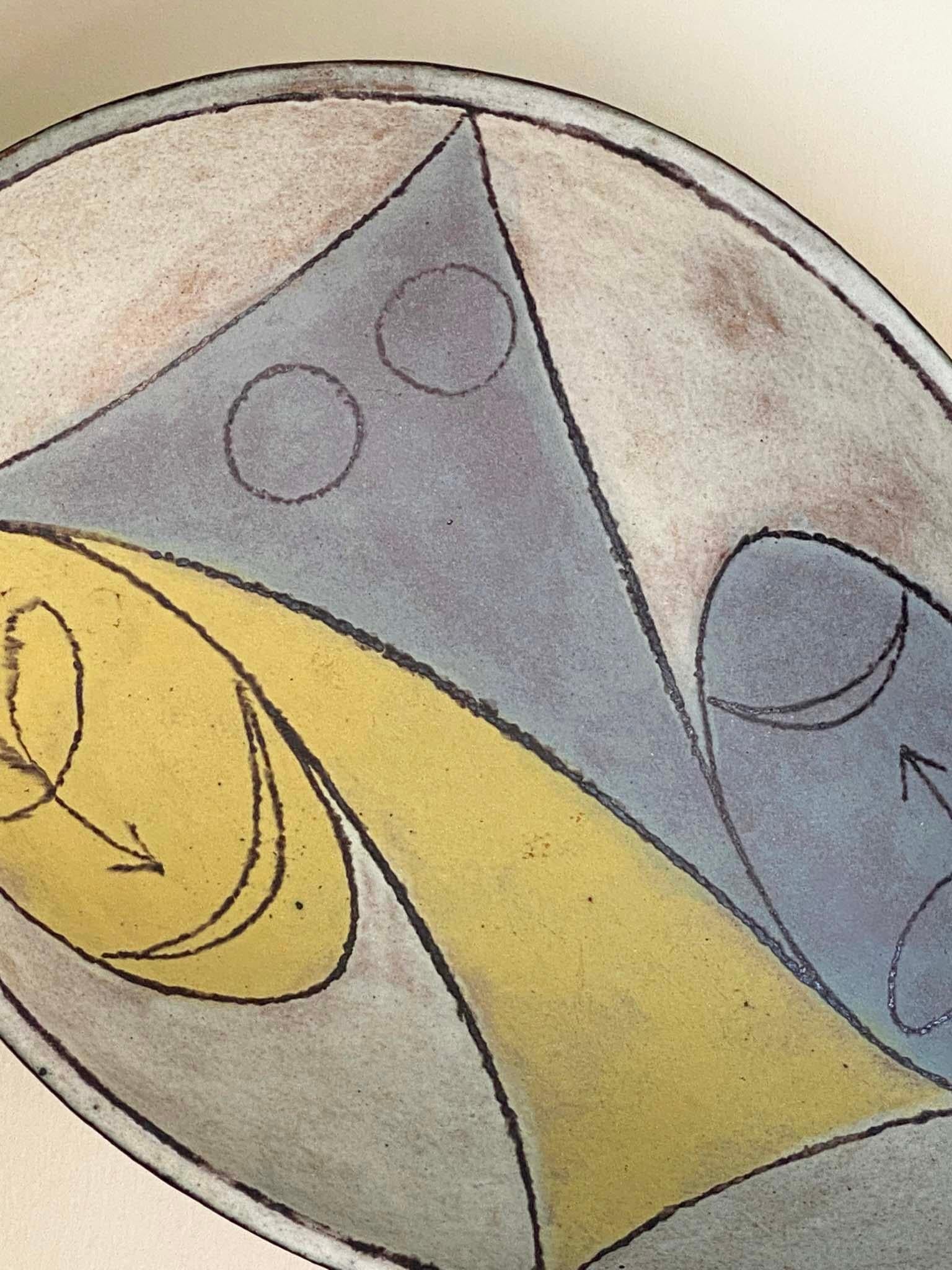 Meravigliosa ciotola in Studio Pottery astratta di Walter Addison (1914-1982) In condizioni buone in vendita a Minneapolis, MN