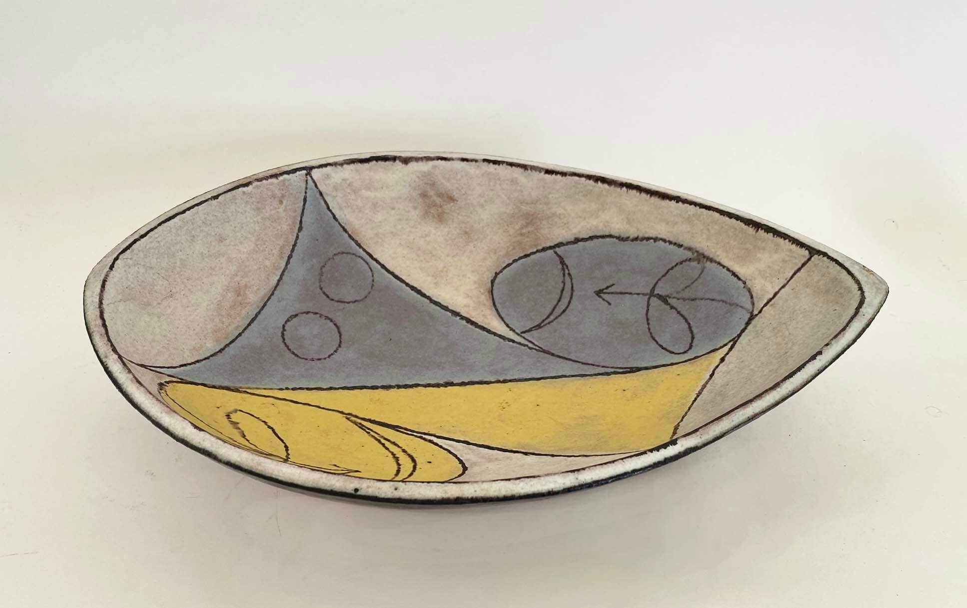 Terracotta Meravigliosa ciotola in Studio Pottery astratta di Walter Addison (1914-1982) in vendita