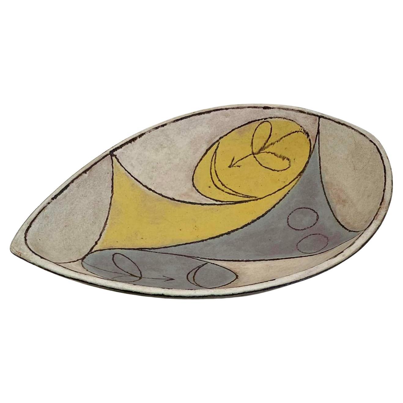Maravilloso cuenco de cerámica abstracta Studio Pottery de Walter Addison (1914-1982)