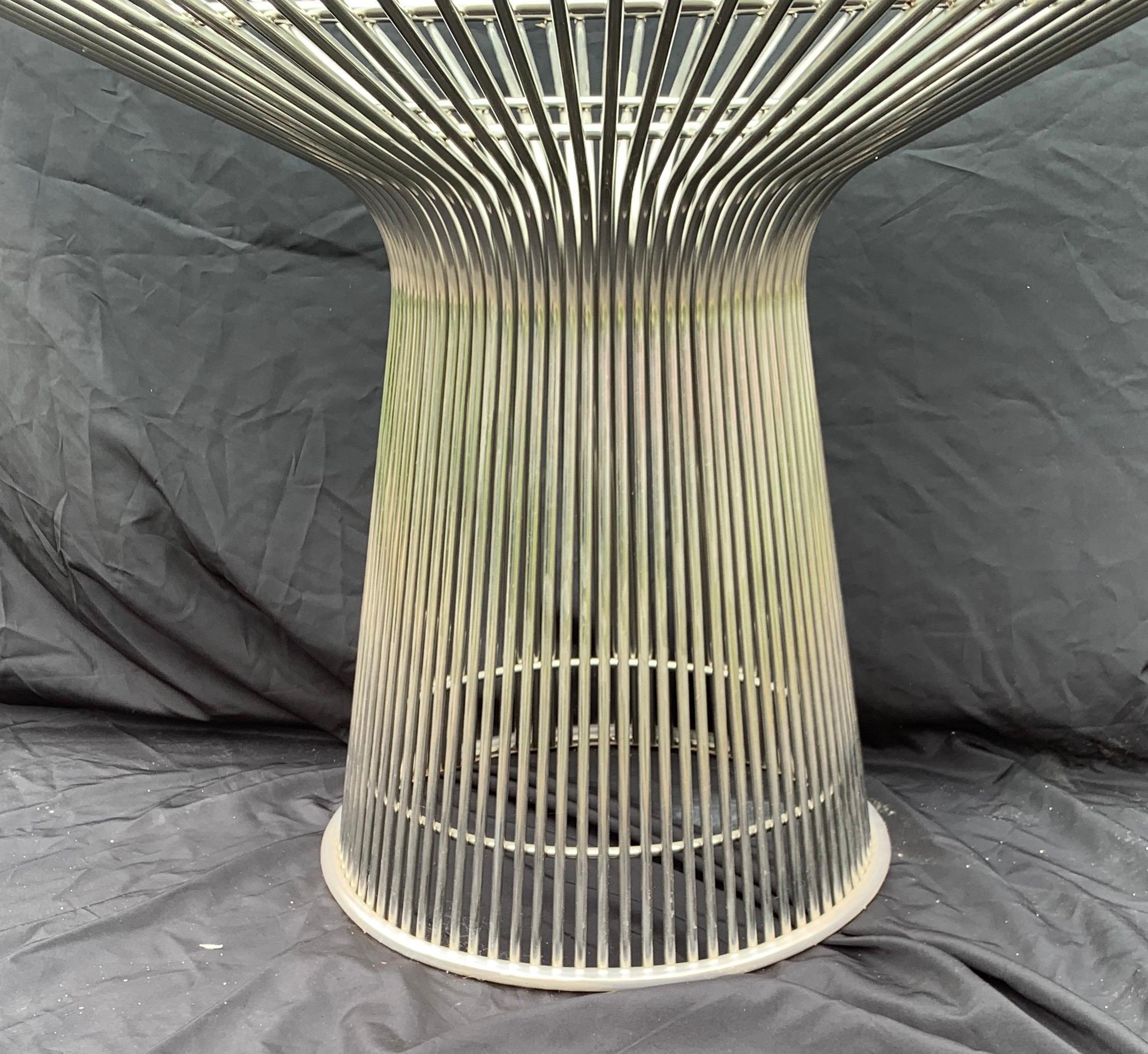 Mid-Century Modern Wonderful Warren Platner for Knoll Wire Form Nickel Glass Top Round Dining Table